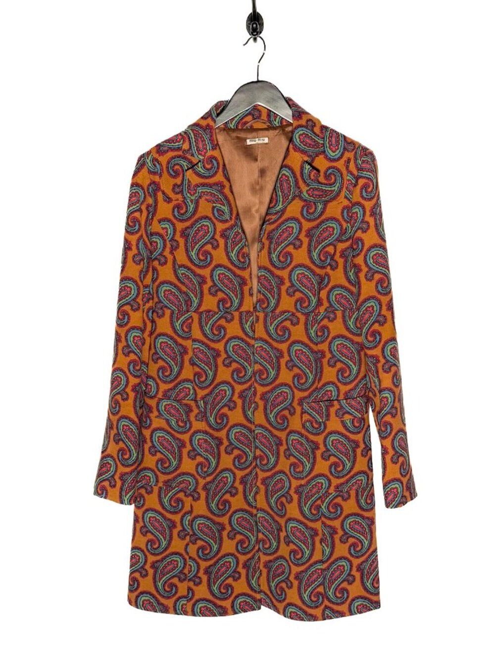 Miu Miu Brown Paisley Print Open Coat